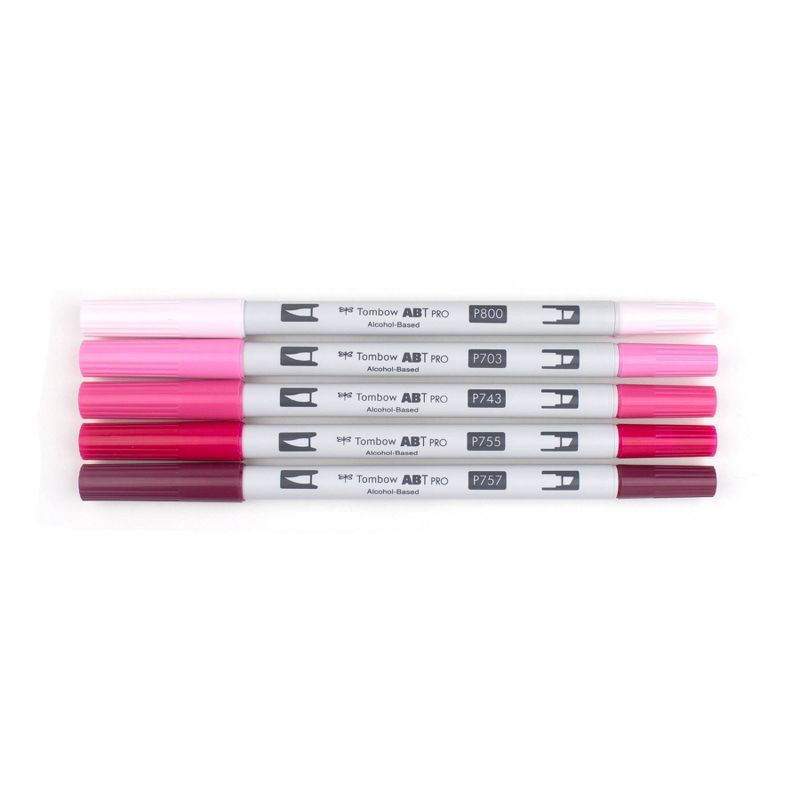 5ct ABT PRO Dual-Tip Alcohol Based Art Markers Pink Tones - Tombow