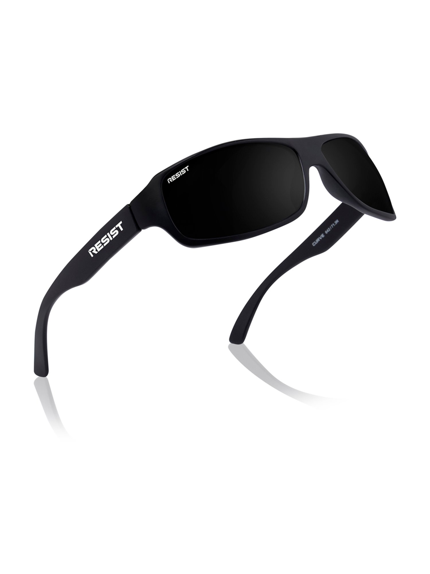 Resist Eyewear Black Wraparound UV Protection Unisex Sunglasses