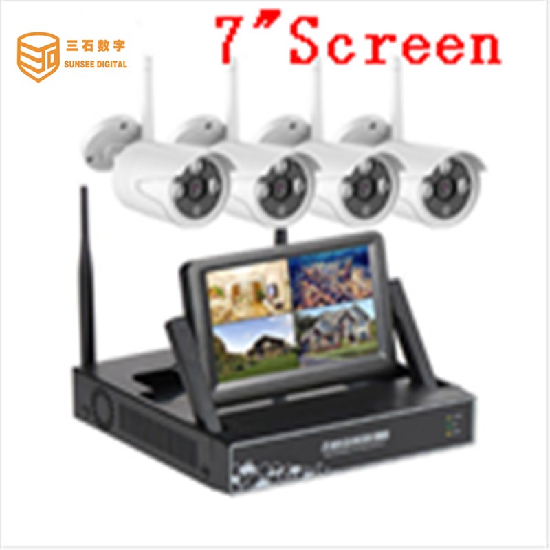 SUNSEE DIGITAL 4CH 1080P 7"LCD Screen Monitor CCTV Camera Wireless NVR Kit Security Surveillance System IP Camera Set DIY Home cctv