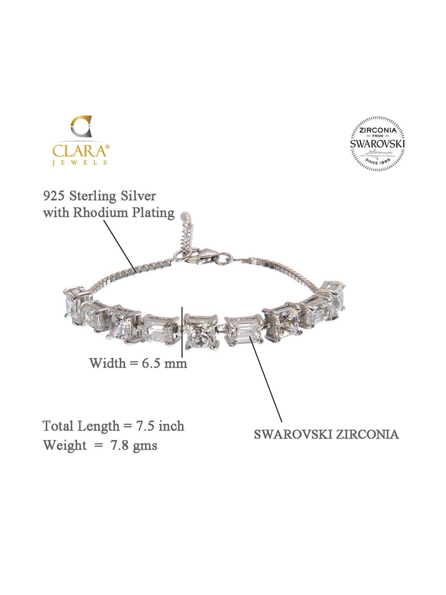 Clara Capri 92.5 Sterling Silver Swarovski Zirconia Bracelet