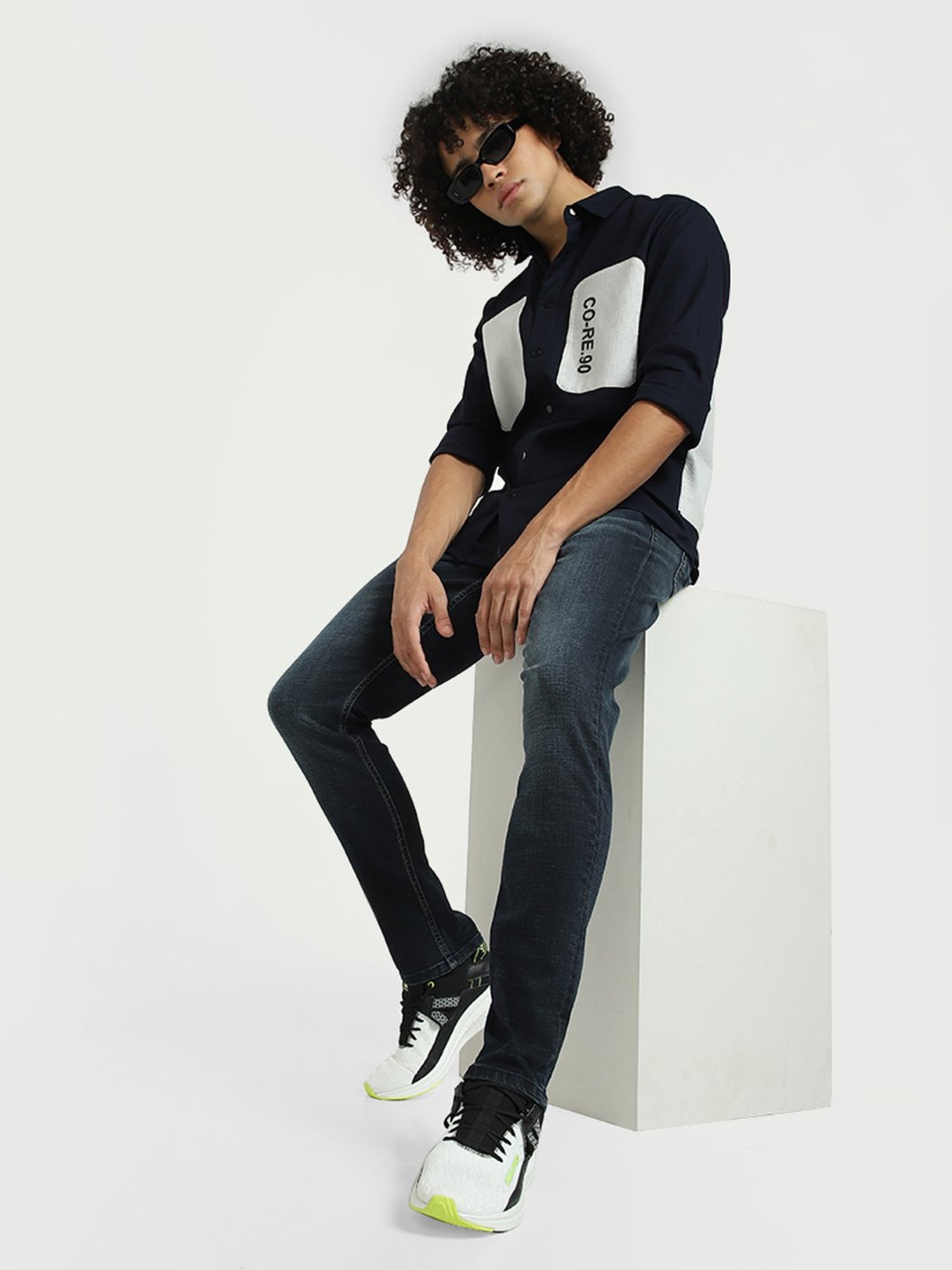 American Eagle Blue Cotton Regular Fit Jeans