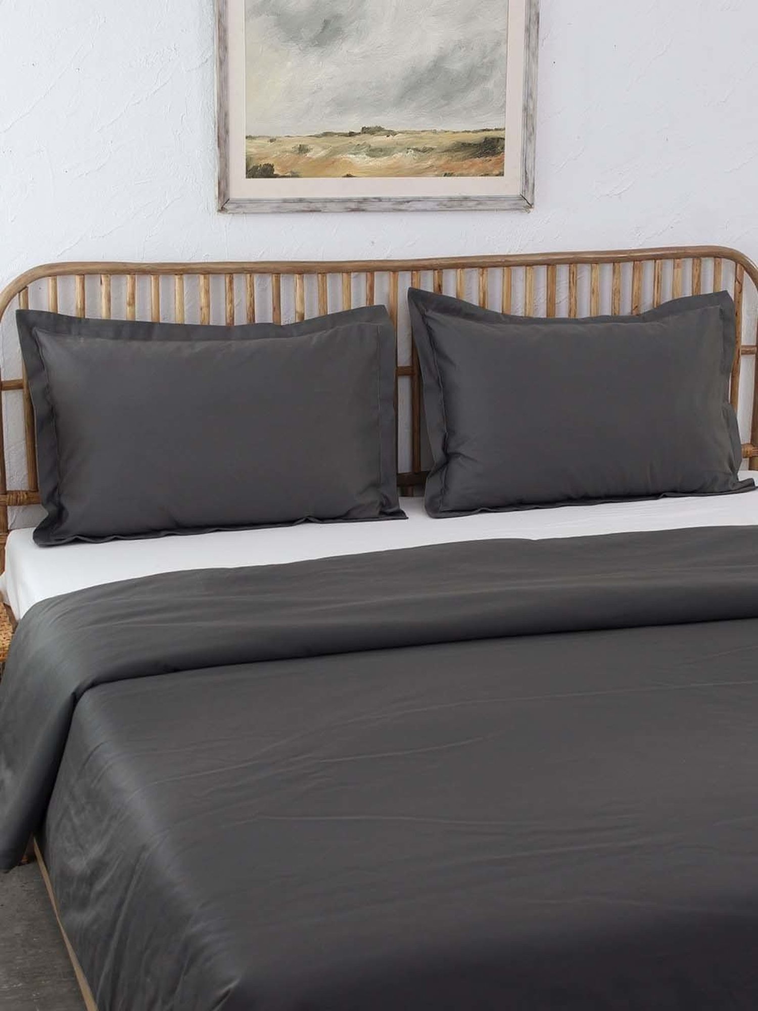 House This Pepper Grey Cotton 600 TC Double Duvet Cover