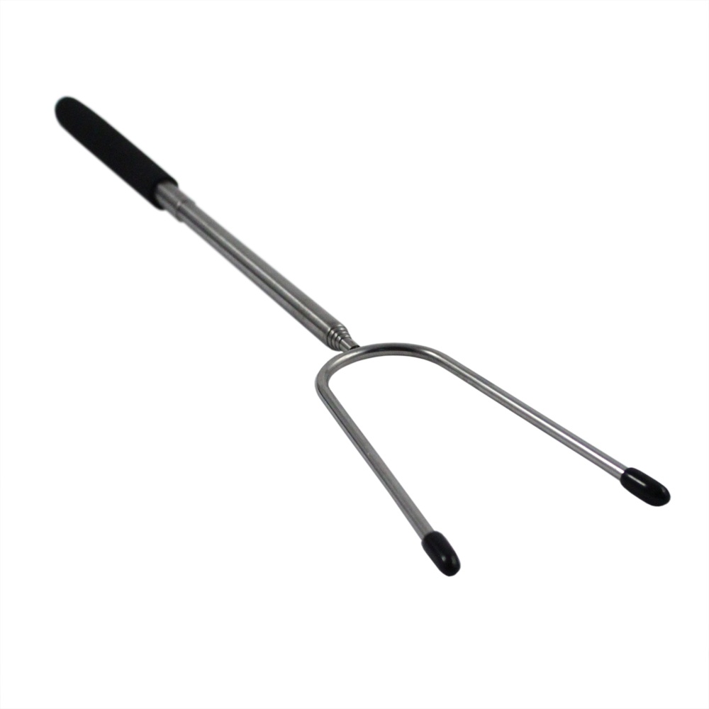 ASR Outdoor Barbecue Fork Extendable Metal Dual Prong Fire Cooking Utensil
