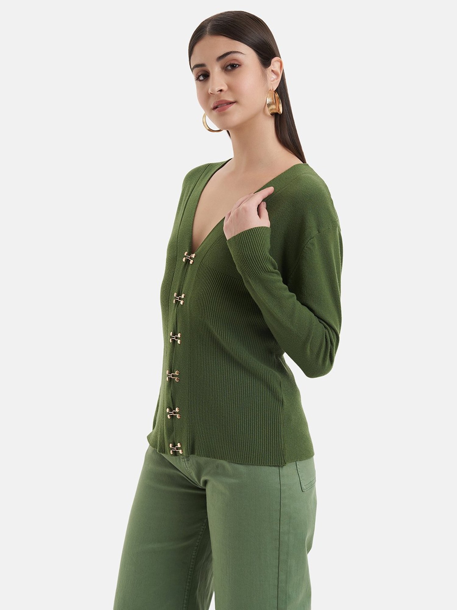Kazo Green Wool Cardigan