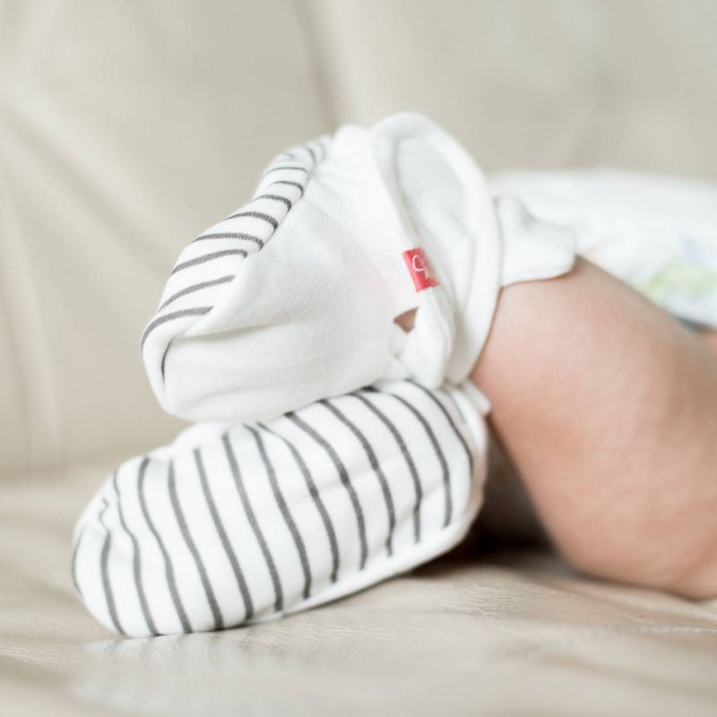 Goumi Baby Organic Cotton Striped Booties - Gray 0-3M