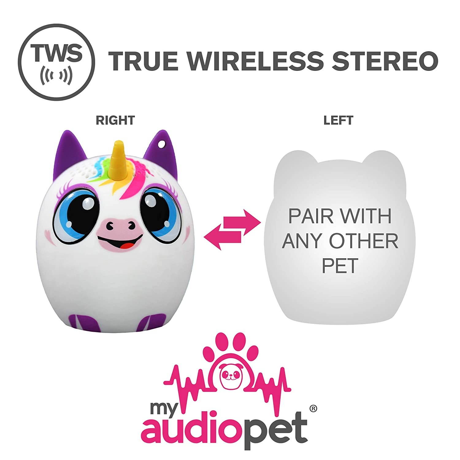My Audio Pet Mini Bluetooth Animal Wireless Speaker for Kids of All Ages - True Wireless Stereo &ndash; Pair with Another TWS Pet for Powerful Rich Room-Filling Sound (UniCHORD)