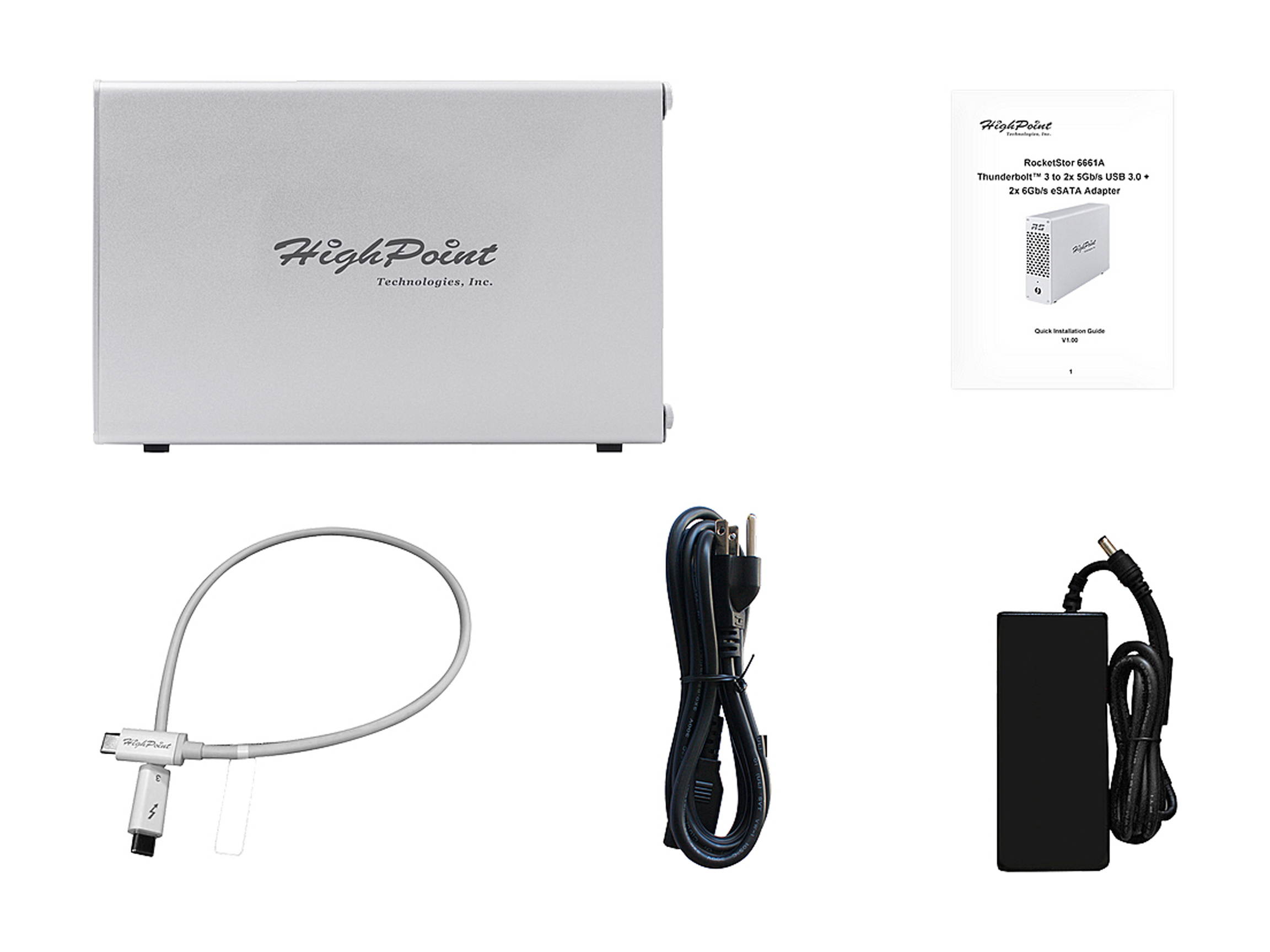 HighPoint RocketStor RS6661A-NVMe Thunderbolt 3 to NVMe RAID Adapter