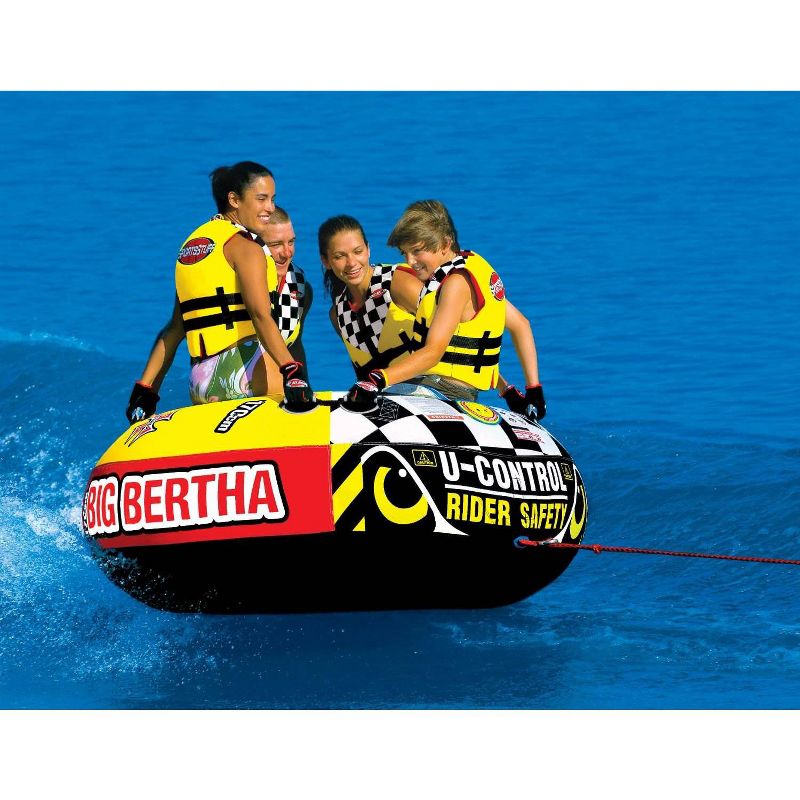 SPORTSSTUFF Big Bertha 53-1329 Towable 1-4 Person Boat Lake Tube w/ 60' Tow Rope