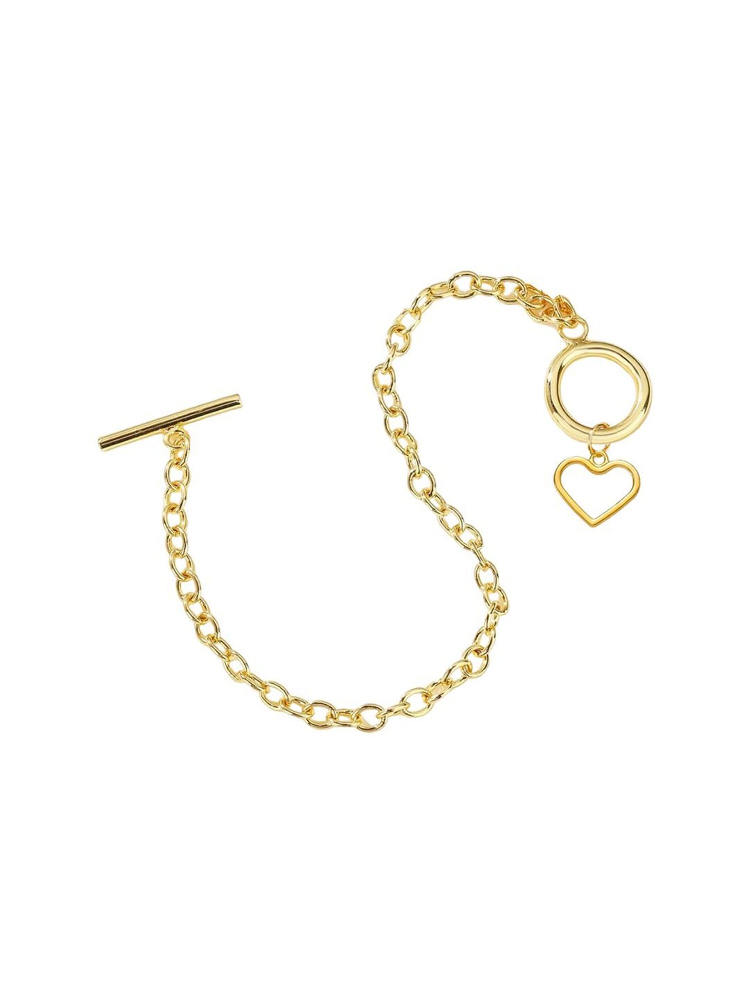OOMPH Golden Tone Stylish Latest Link Chain Heart Charm Bracelet for Women
