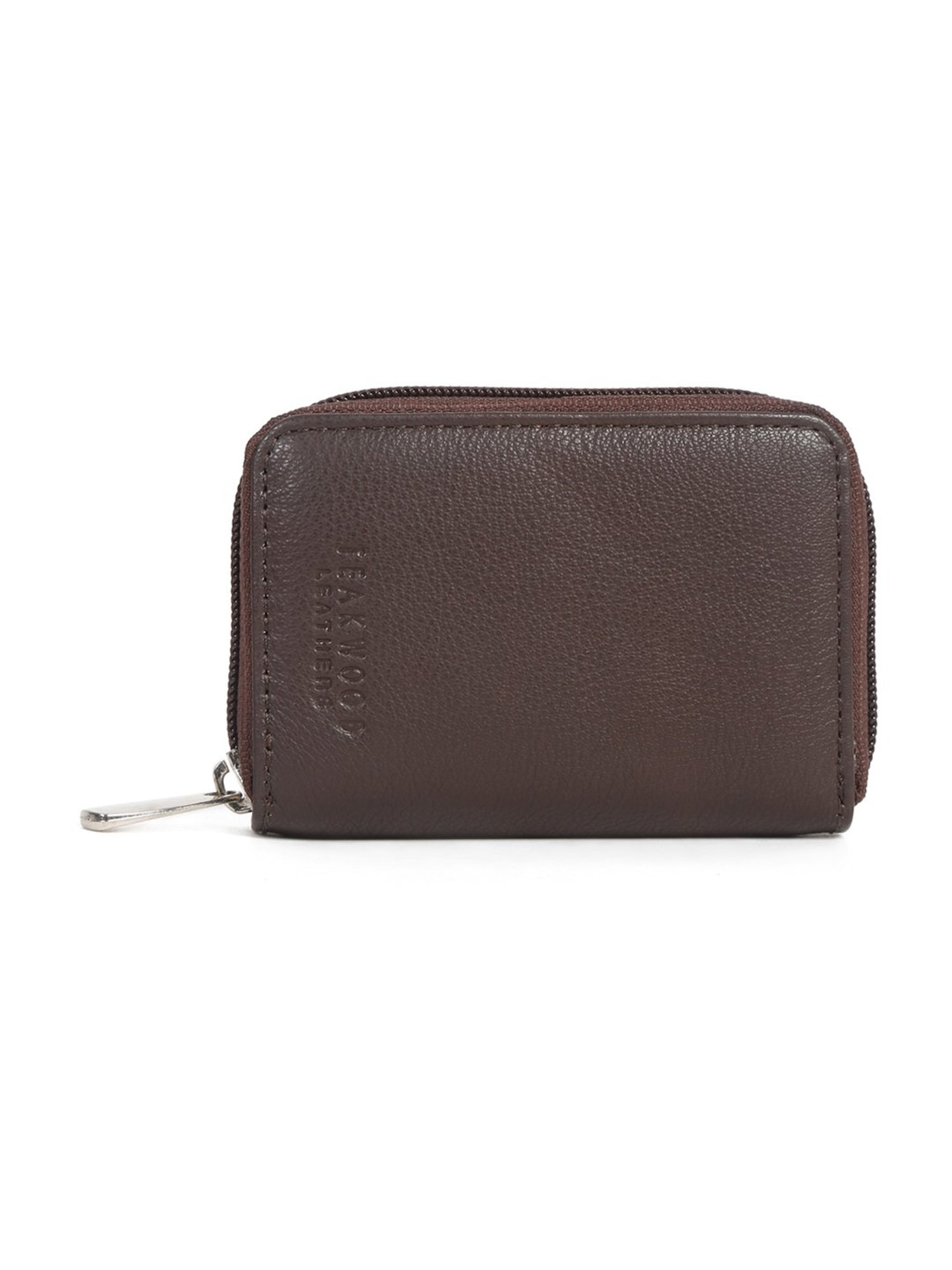 Teakwood Leathers Brown Leather Zip Around Wallet for Men