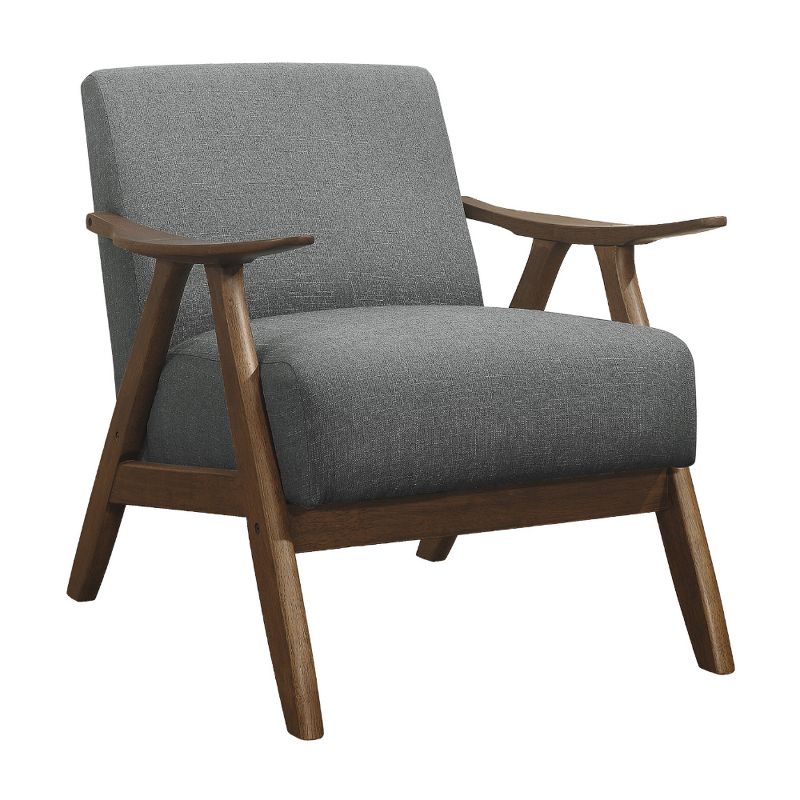 Lexicon Damala Collection Retro Inspired Wood Frame Accent Chair Seat with Polyester Fabric for Living Rooms and Offices, Grey (2 Pack)