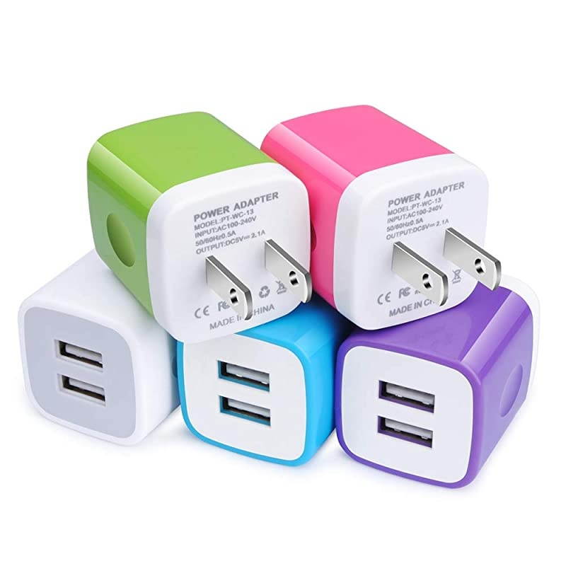 Charger Plug Wall Charger Charging Block 5Pack 21A5V Portable Power Cube Charger Adapter Compatible with iPhone 1111 Pro MaxXs MaxXsXRX876S6 Plus Samsung LG Moto Android Phone
