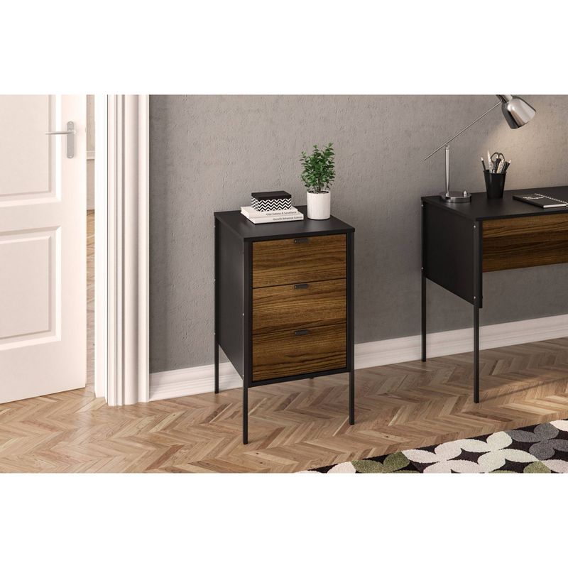 Mallorca 3 Drawer Cabinet Black/Dark Brown - Chique