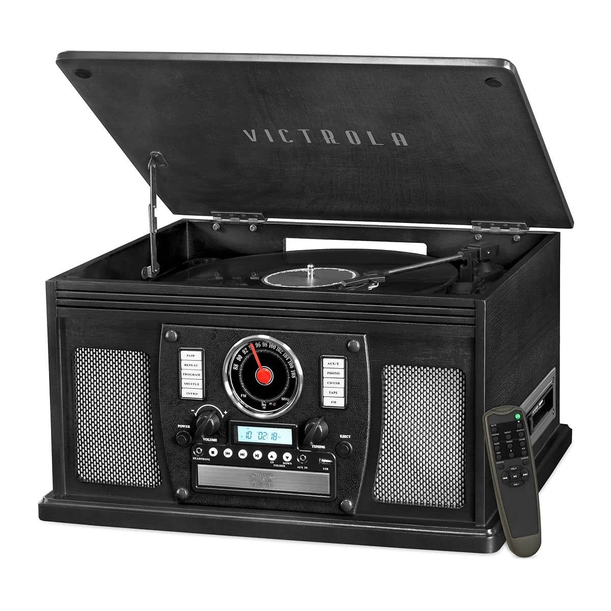 Victrola Navigator 8-in-1 Classic Bluetooth Record Player with USB Encoding and 3-speed Turntable (Oak)