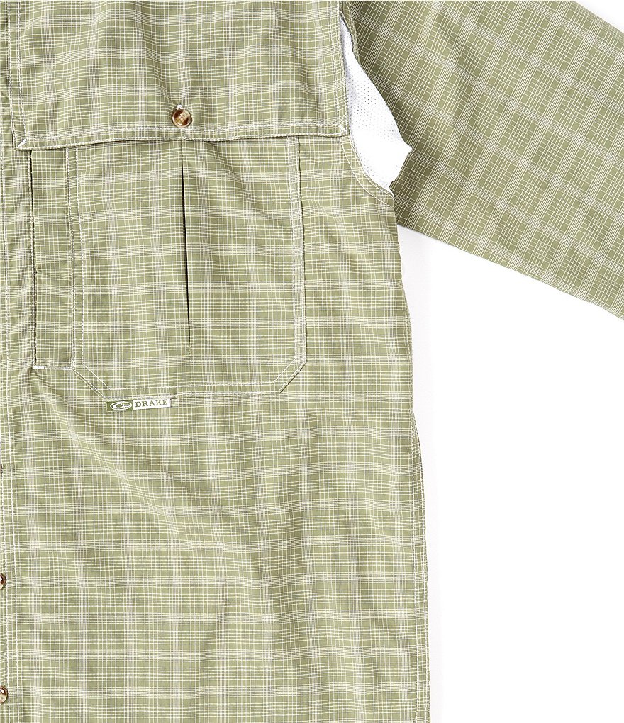 Drake Clothing Co. Wingshooter Plaid Performance Roll-Tab Long-Sleeve Woven Sun Shirt