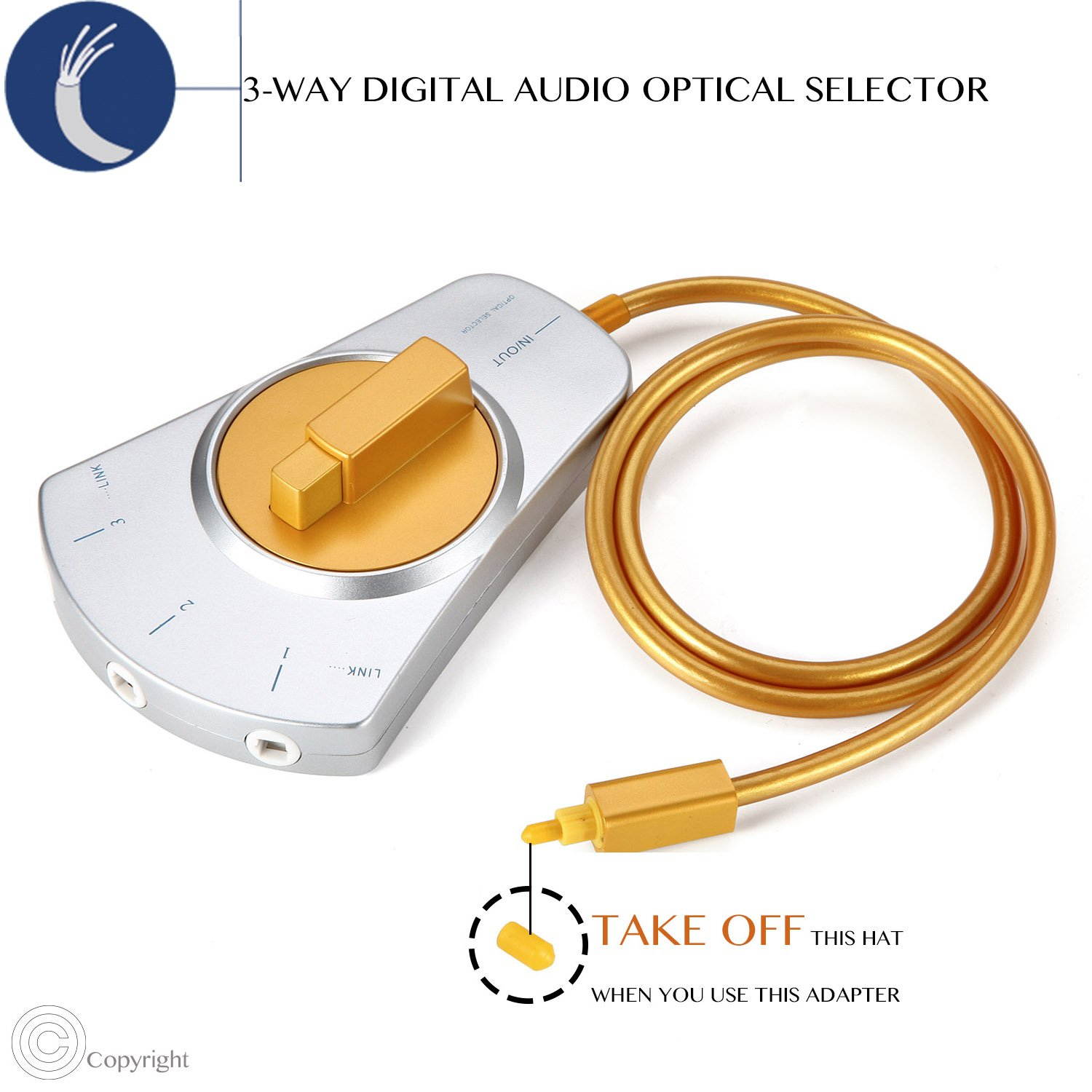 Digital Toslink Fiber Audio 1 to 3 In/out Optical Splitter Adapter