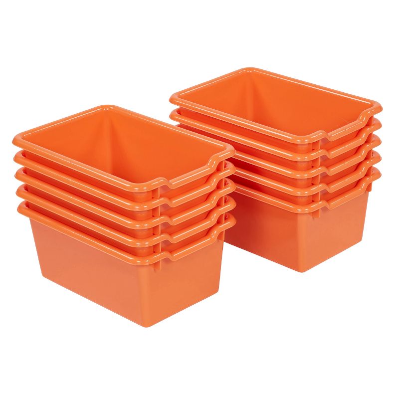 ECR4Kids Scoop Front Storage Bins, Cubby Compatible, Multipurpose Basket, 10-Pack - Orange