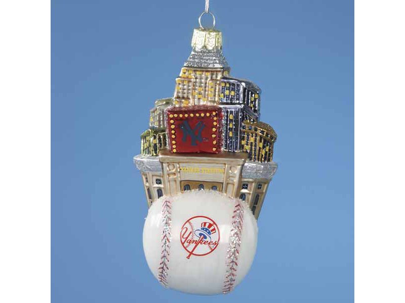 Kurt S. Adler 5" MLB New York Yankees New Stadium and Skyline Glass Christmas Ornament