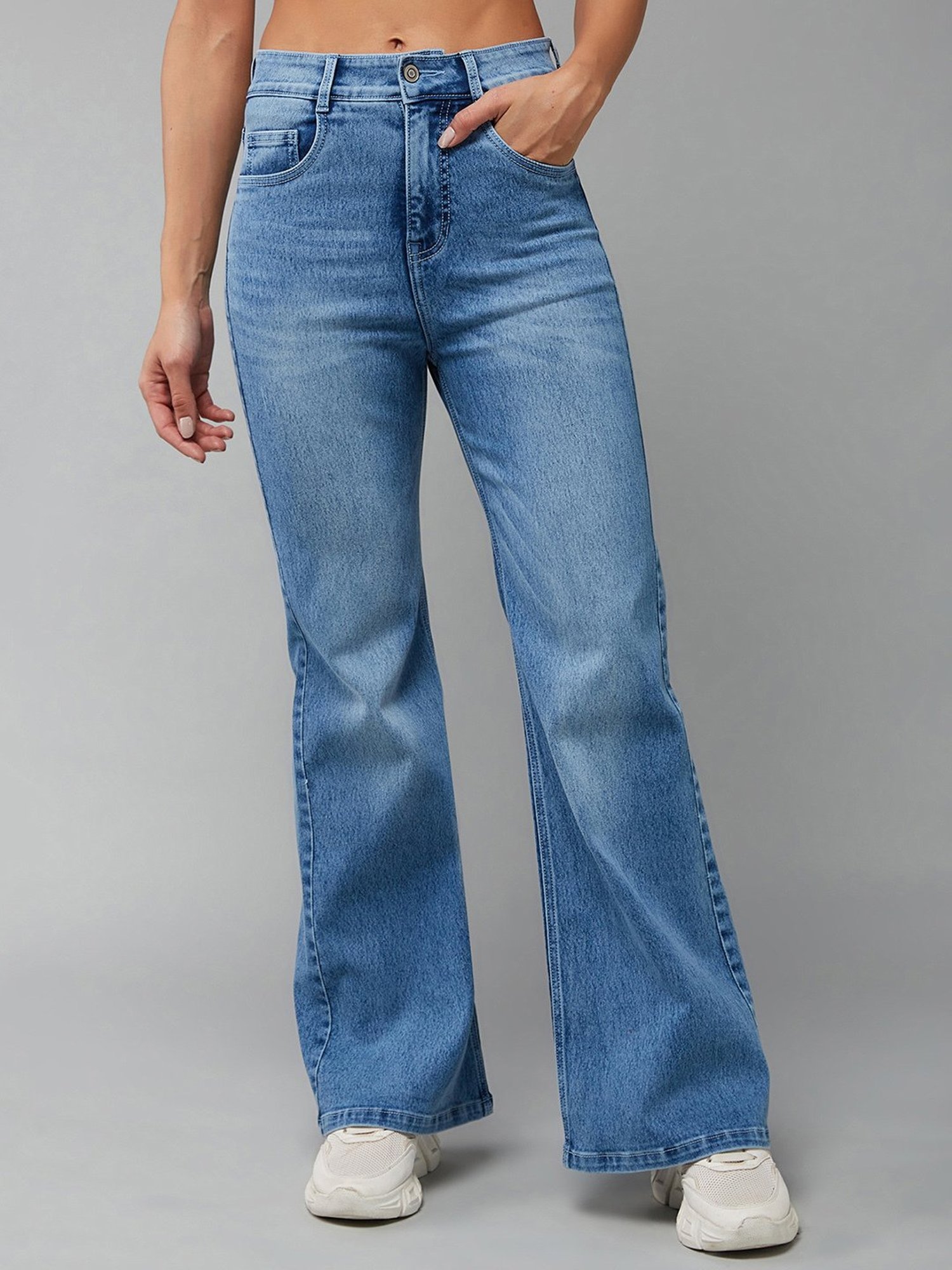 DOLCE CRUDO Blue Denim Relaxed Fit High Rise Jeans