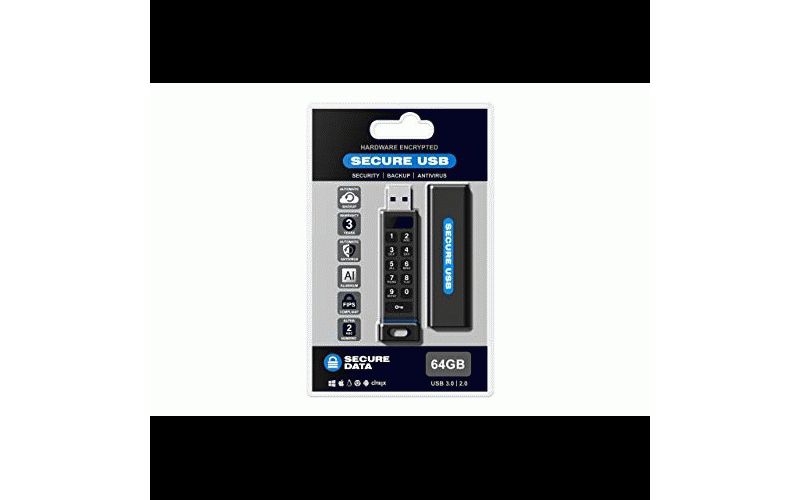 SecureData 64GB SecureUSB KP Encrypted FlashDrive with KeyPad Pin Authentication