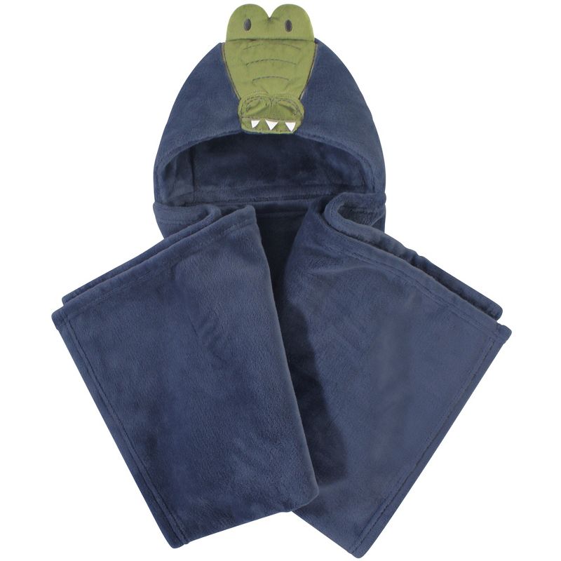 Hudson Baby Infant Boy Hooded Animal Face Plush Blanket, Alligator, One Size