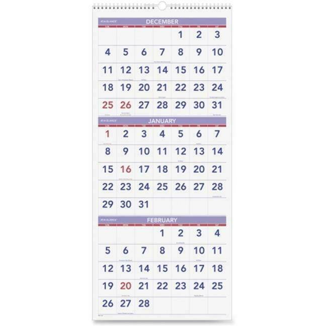 SP Richards AAGPM1128 12 x 27 in. 3 Month Reference Vertical Wall Calendar