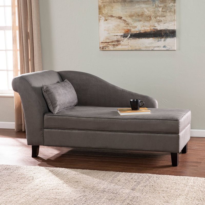 Fortas Mid-Century Modern Fabric Chaise Lounge Gray/Dark Walnut - Christopher Knight Home