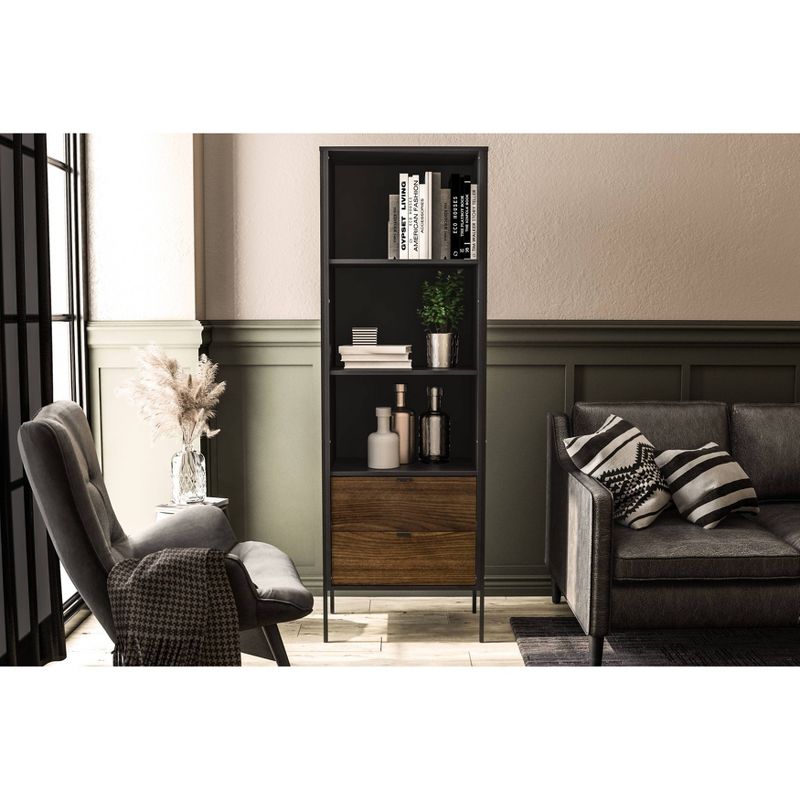 71" Mallorca Bookshelf Black/Dark Brown - Chique