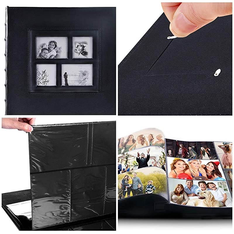 Photo Picutre Album 4x6 500 Photos, Extra Large Capacity Leather Cover Wedding Family Anniversary Photo Albums Holds 500 Horizontal and Vertical Photos (Black)