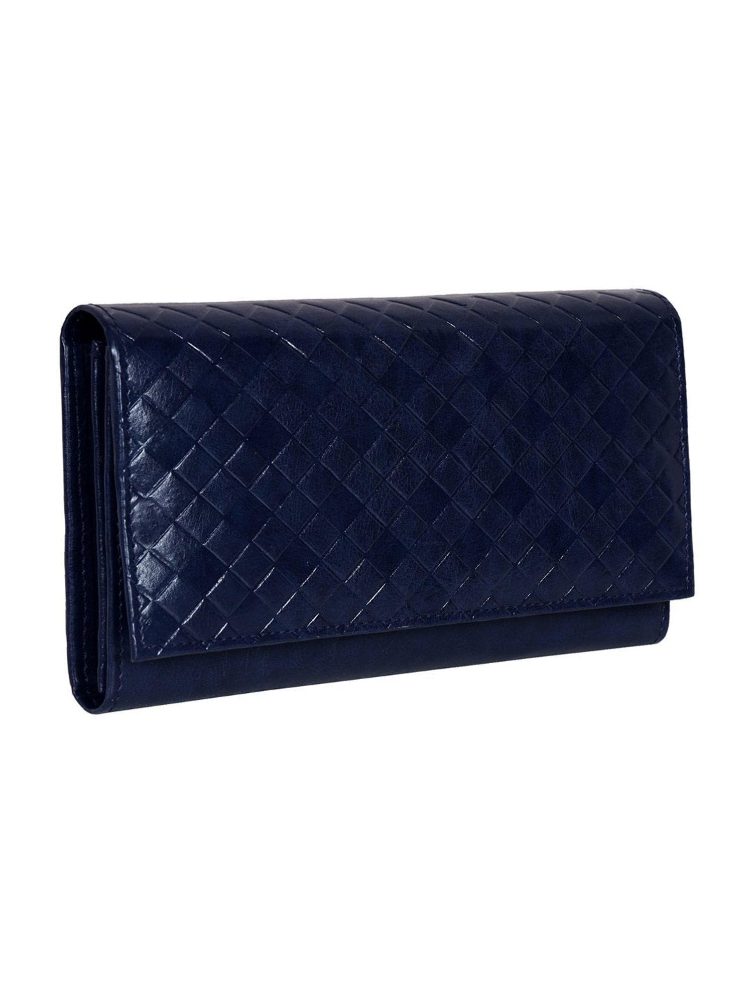 Abeeza Blue Textured Leather Large Clutch