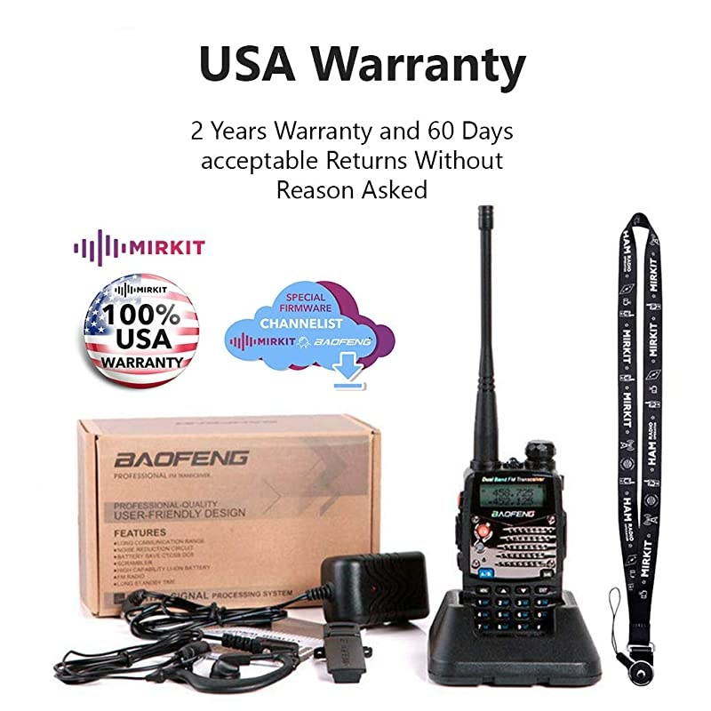 Baofeng Ham Radio UV-5RA 2021 5W Power FCC Approved 1800 mAh Li-ion Battery  Edition and Lanyard  Ham Radio Operator, Walkie Talkies Dual Band Two Way Radios