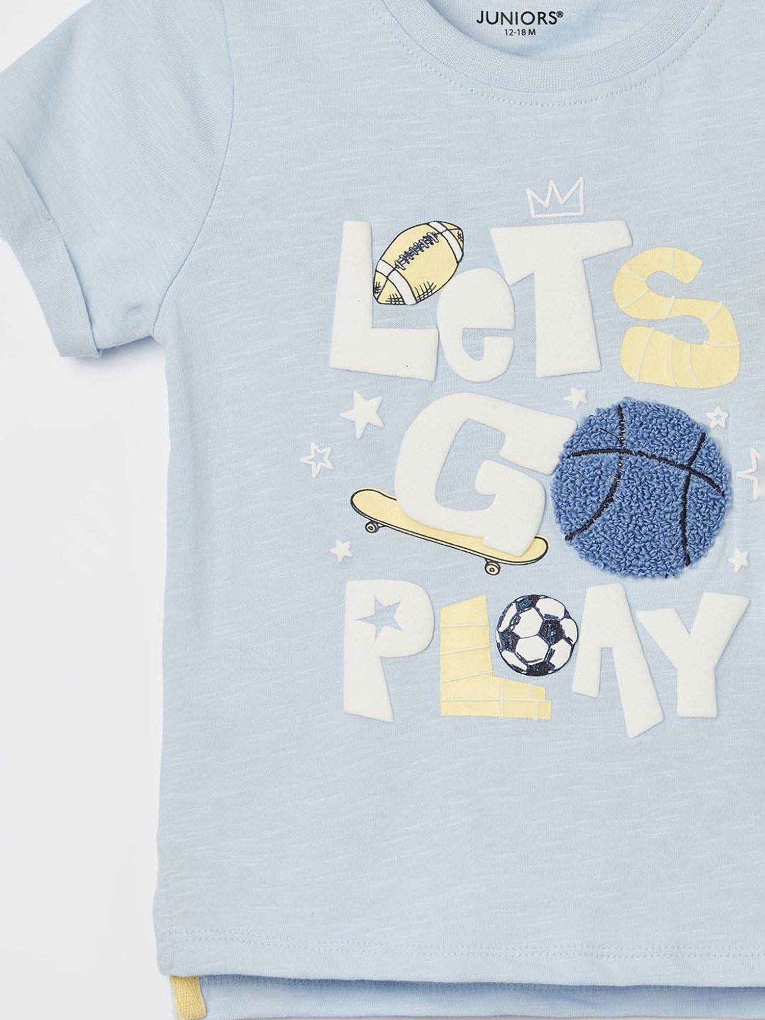 Juniors by Lifestyle Boys Blue Cotton Embroidery T Shirt