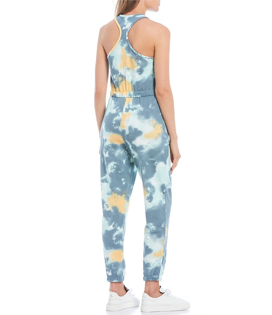 Angie Striped Strapless Smocked Bodice Ruffled Hem Jumpsuit