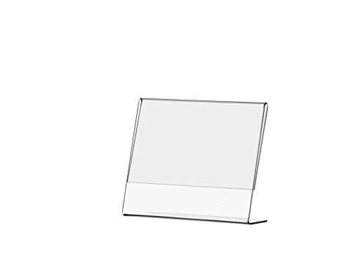 Slanted Desk Sign Holder Plastic Frame Side Load Premium Clear Acrylic Holds Notice, Info, Menu, Price Sheet, Photo, or any Literature that fitsin this small 5" x 3.5" Qty 6