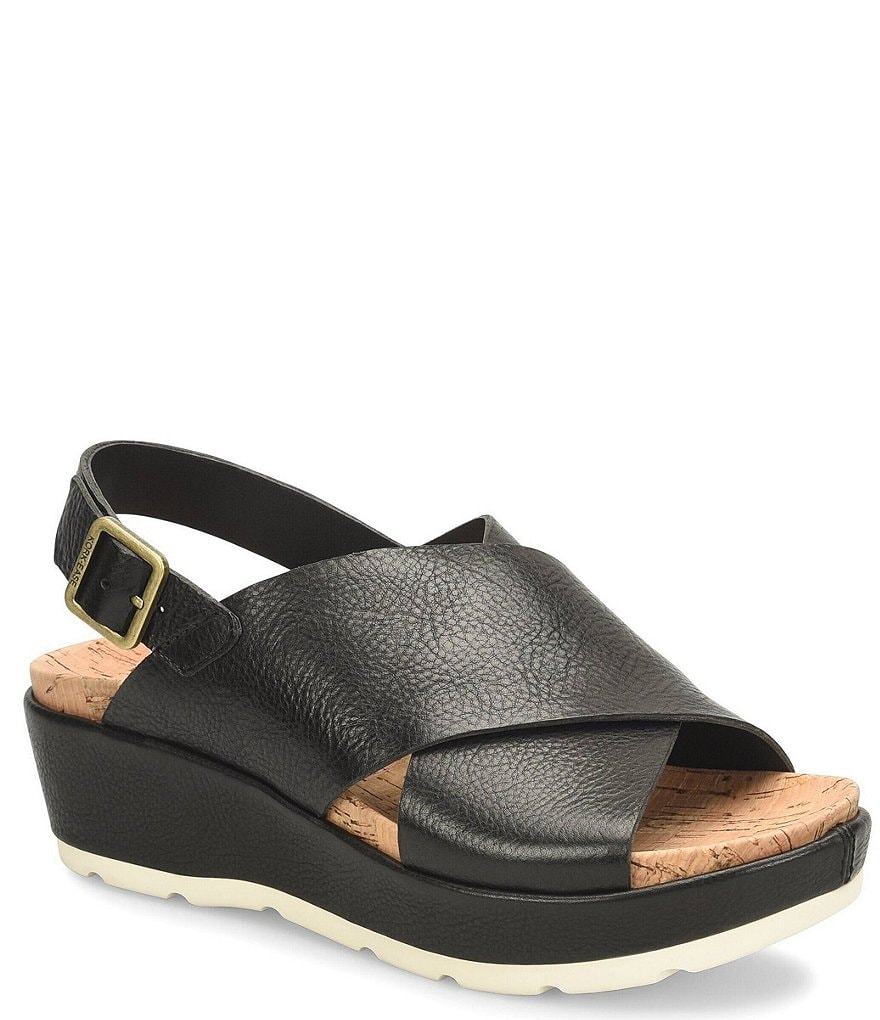 Kork-Ease Chloe Leather Slingback Wedge Sandals