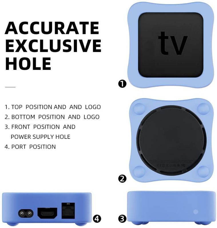 AWINNER Protective Case Compatible for Apple TV 4K 5th / 4th - [Anti Slip] Shock Proof Silicone Cover for Apple TV (Blue)