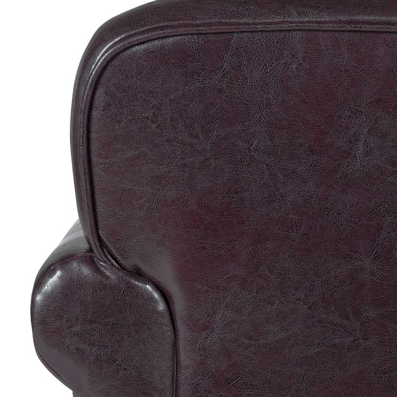 Kids' Faux Leather Accent Chair with Rolled Arms Brown - Home Pop