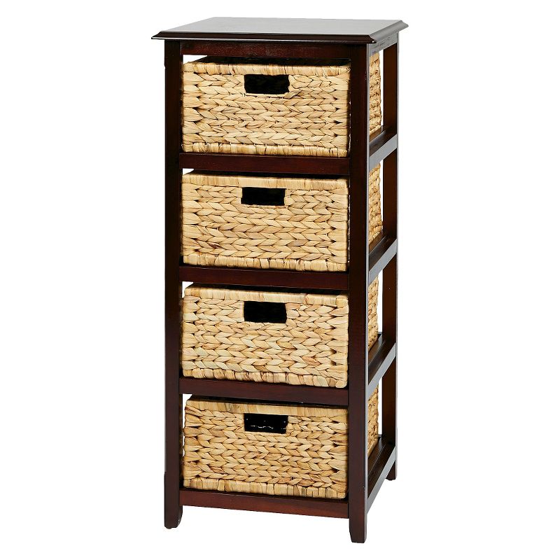 Seabrook FourTier Storage Unit With Espresso and Natural Baskets - OSP Home Furnishings