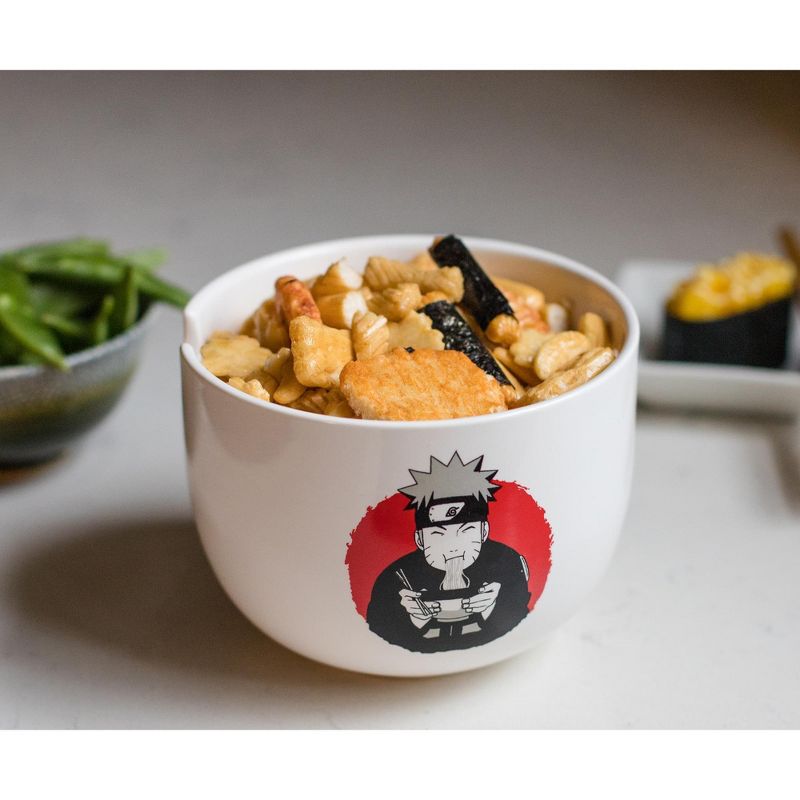 Just Funky Naruto "Eating Noodles" Japanese Dinner Set | 16-Ounce Ramen Bowl and Chopsticks