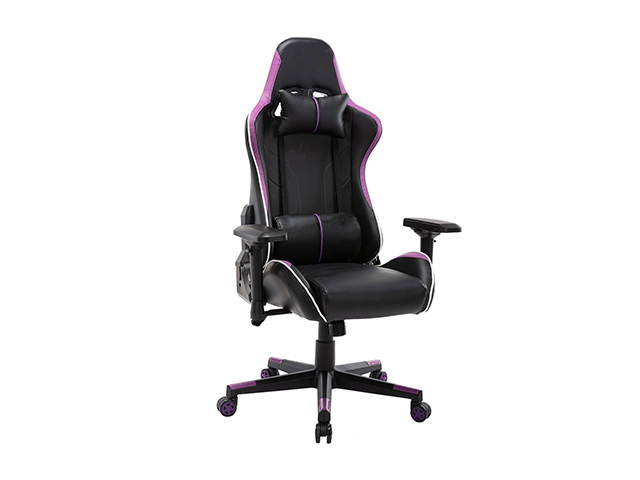Massage Racing Chair Gaming Chair - Computer Office Adjustable Lumbar Cushion Headrest Swivel Rocking Function Desk Chair 5 Colors,Purple,GC34