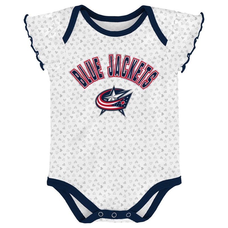 NHL Columbus Blue Jackets Girls' Winning Goal Bodysuit Set 3pk - 3-6M