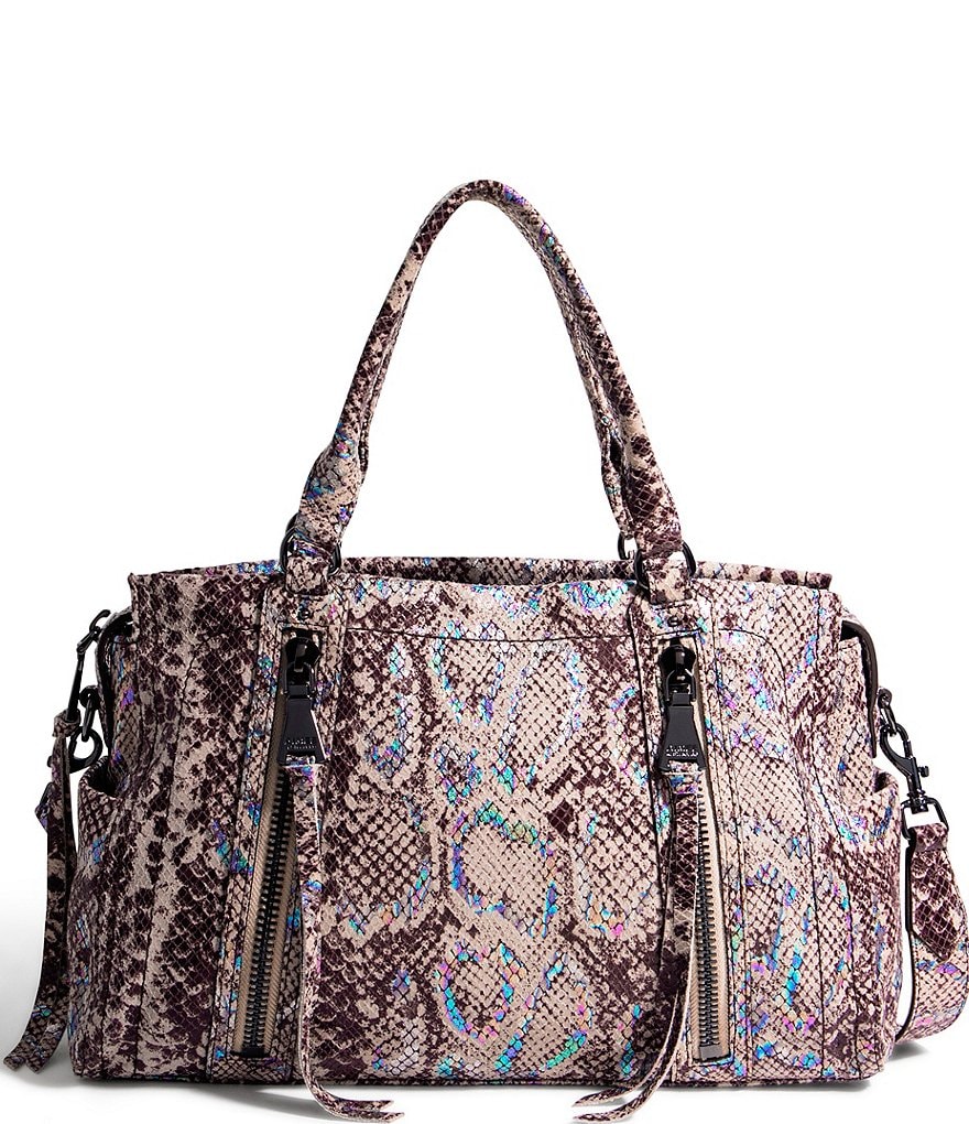 Aimee Kestenberg Zip Me Up Triple Entry Snake Satchel Bag