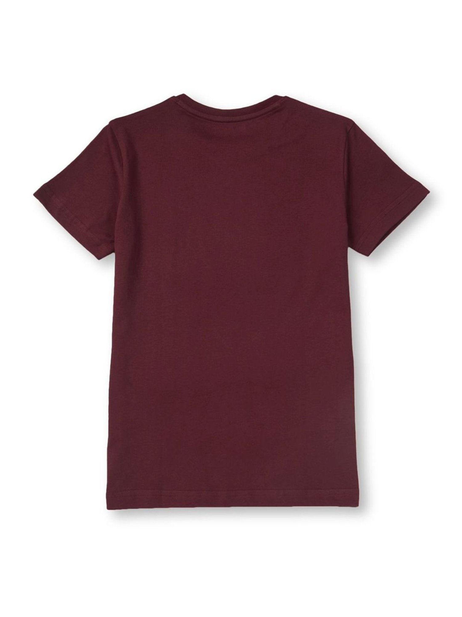 Gini & Jony Kids Maroon Cotton Graphic T-Shirt