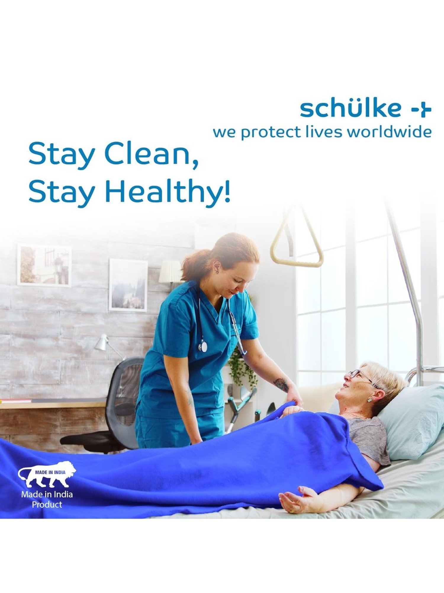 Schulke Smart Patient Blanket Polyster Full Size with Antiviral, Antibacterial (Royal Blue)