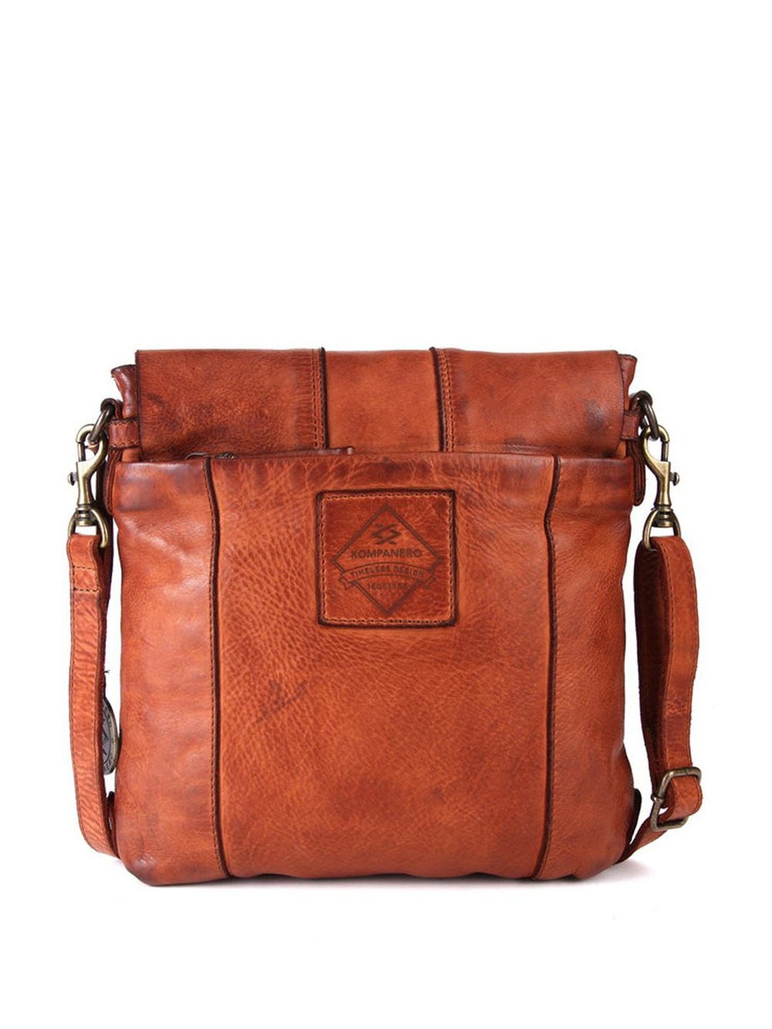 HiLEDER Brown Textured Small Leather 12 inch Cross Body Bag