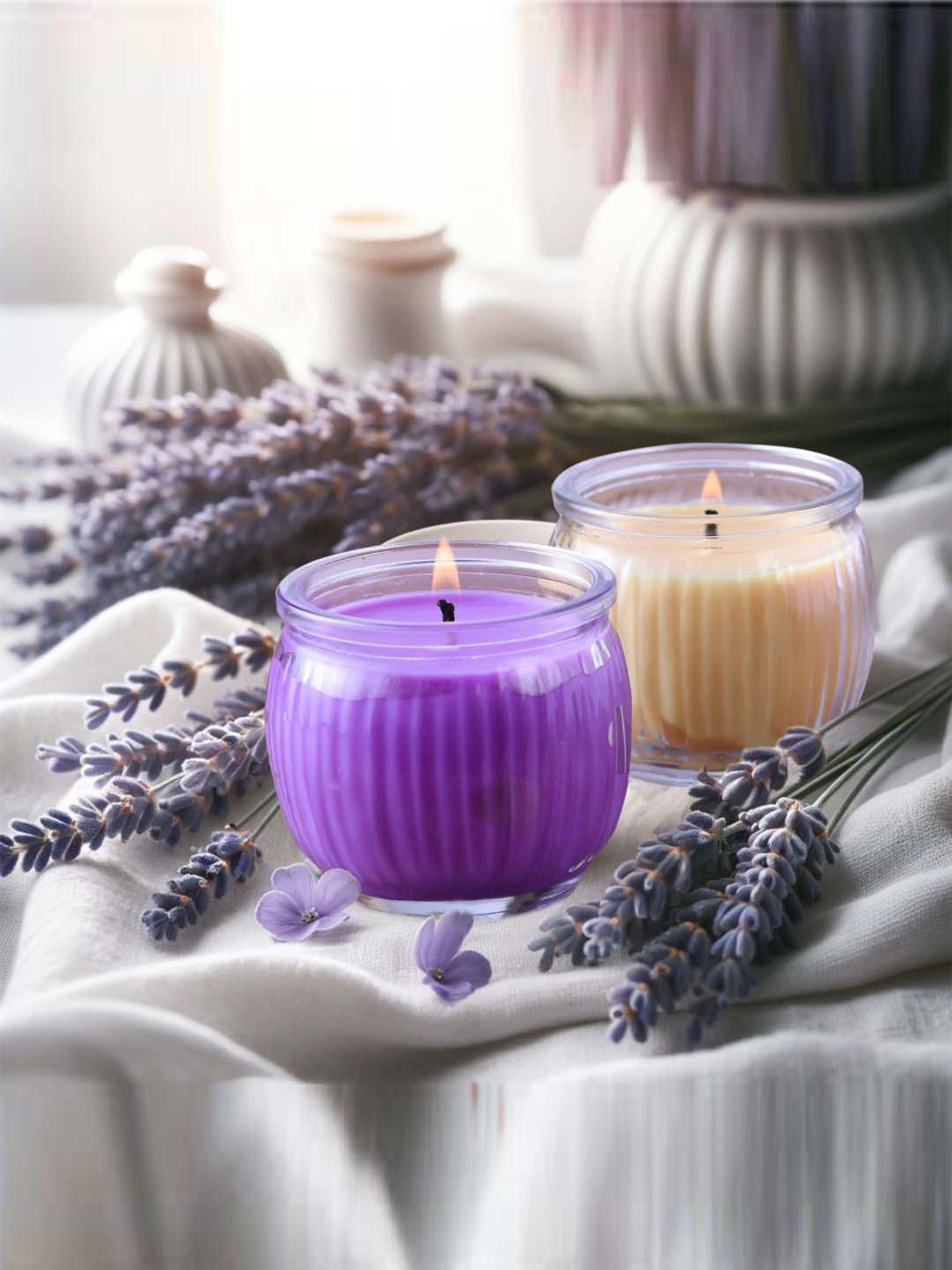 IRIS Multicolour Home Fragrances Mango Sorbet And Lavender Swirl Jar Candles - Set of 2
