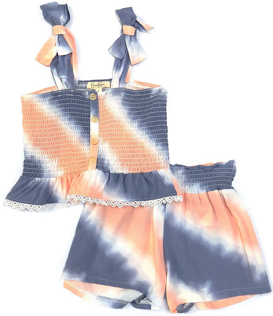 Ally B Big Girls 7-16 Flutter-Sleeve Dotted Top & Shorts Set