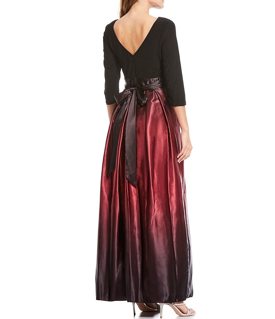 Ignite Evenings Ombre Satin 3/4 Sleeve Ball Gown