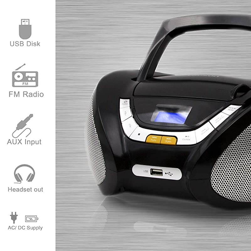 LLB597 Boombox with Cd Player Mp3 | Portable Radio CDPlayer Stereo with USB | Cd Player for Kids | LED Light Function | Headphone Jack 35mm Blue