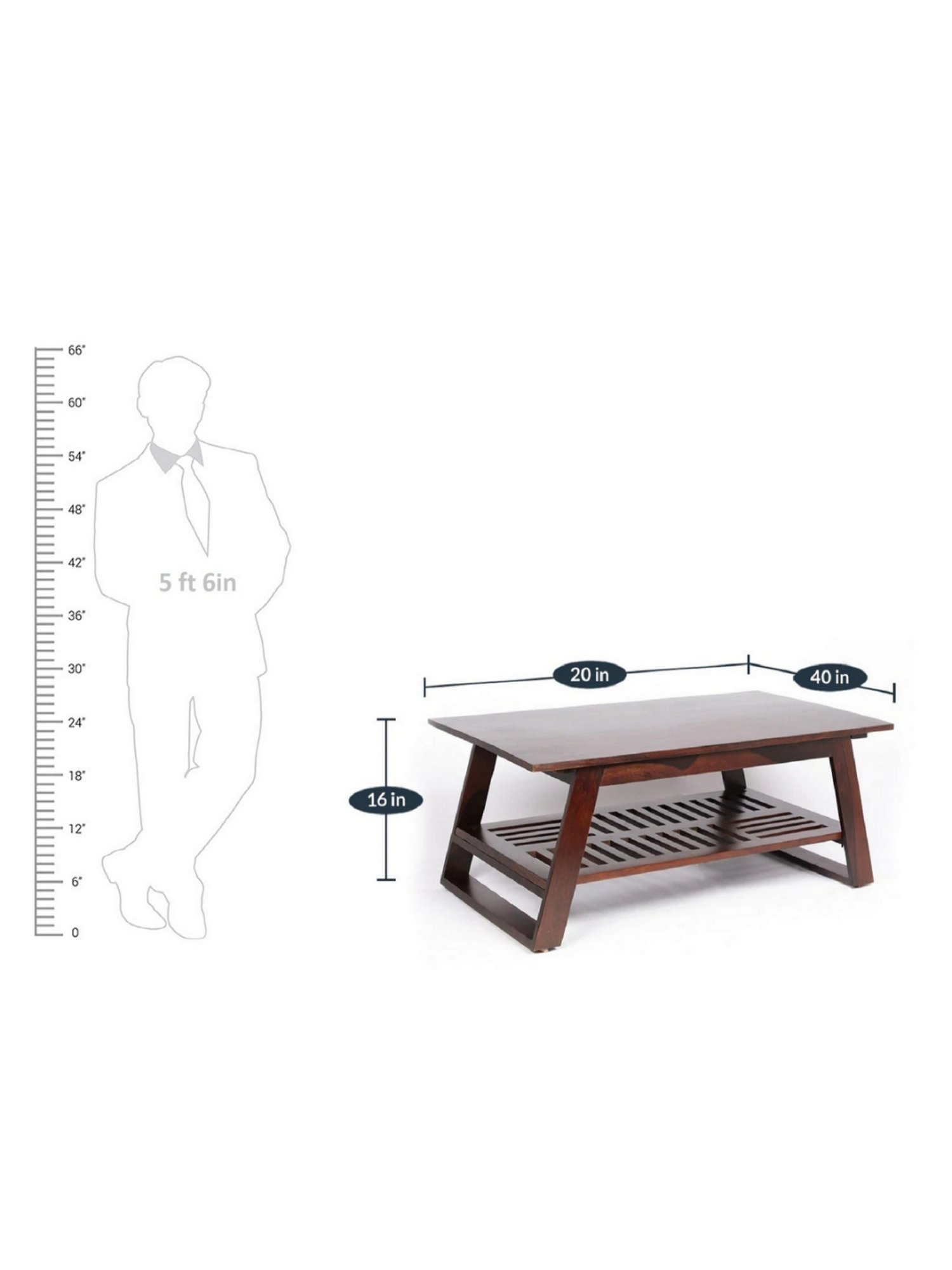 Ikiriya Alison Dark Brown Wood Coffee Table Dark Walnut Finish